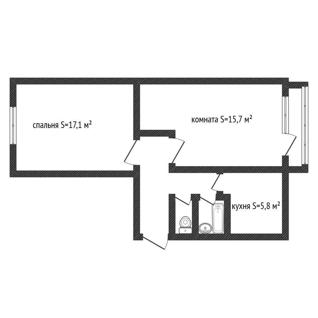 2-комнатная 46.7 м2 в ЖК undefined корпус null этаж 4