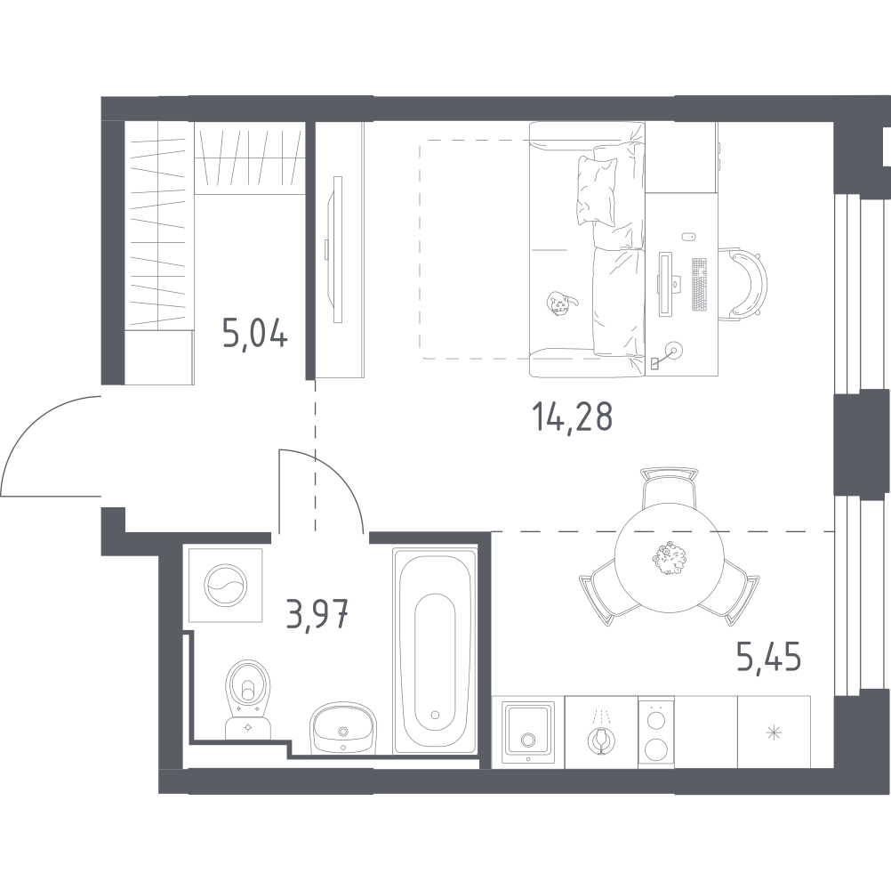 Студия 28 м2 в ЖК Рябиновая Роща корпус null этаж 10