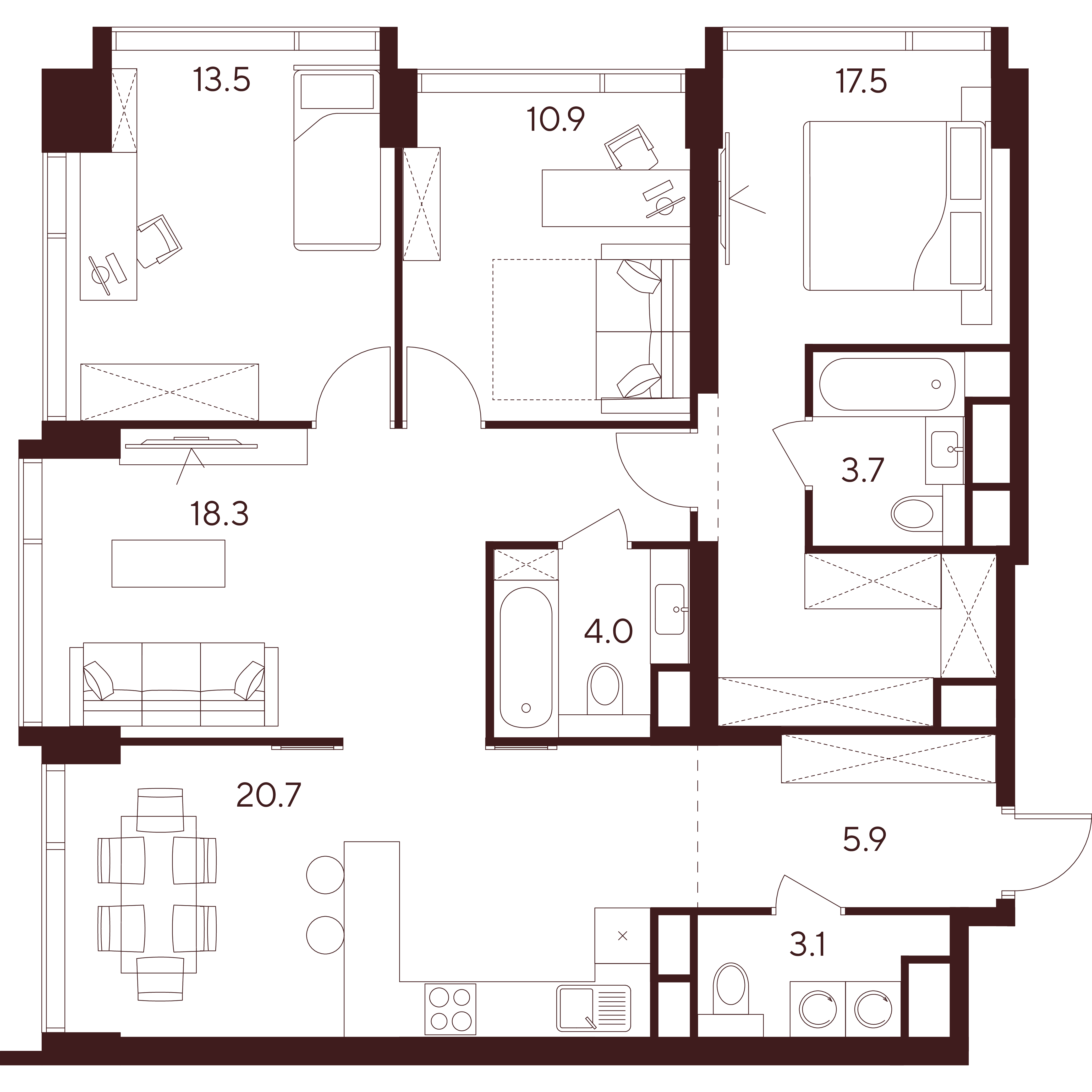 Студия 97 м2 в ЖК Indy Towers корпус null этаж 29