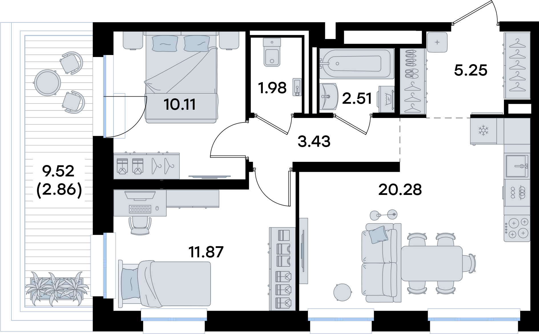 2-комнатная 58 м2 в ЖК Экосити корпус null этаж 8