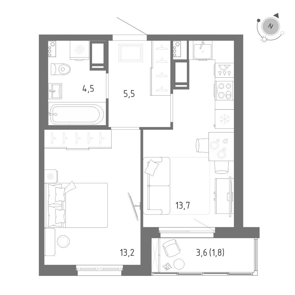 1-комнатная 38 м2 в ЖК Клюква.Парк корпус null этаж 3