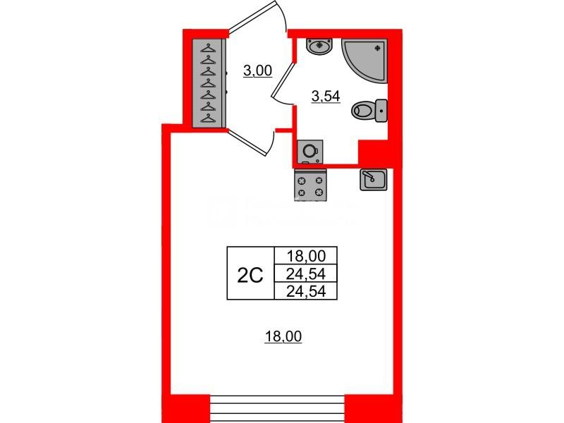 Студия 24 м2 в ЖК Астра Континенталь корпус null этаж 2