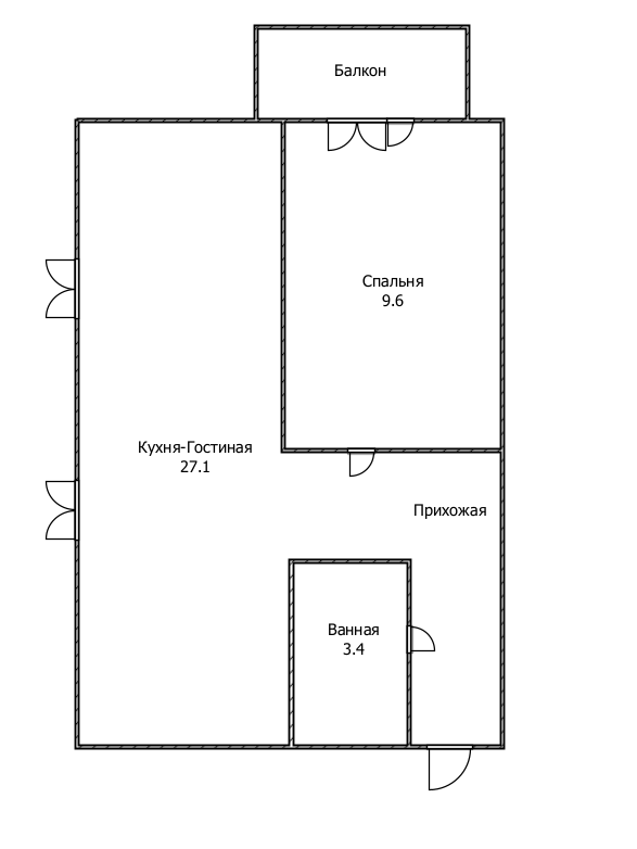 1-комнатная 40.1 м2 в ЖК undefined корпус null этаж 2
