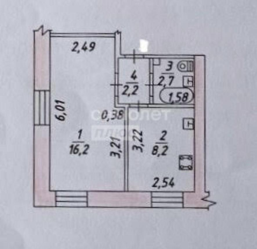 1-комнатная 29.3 м2 в ЖК undefined корпус null этаж 1