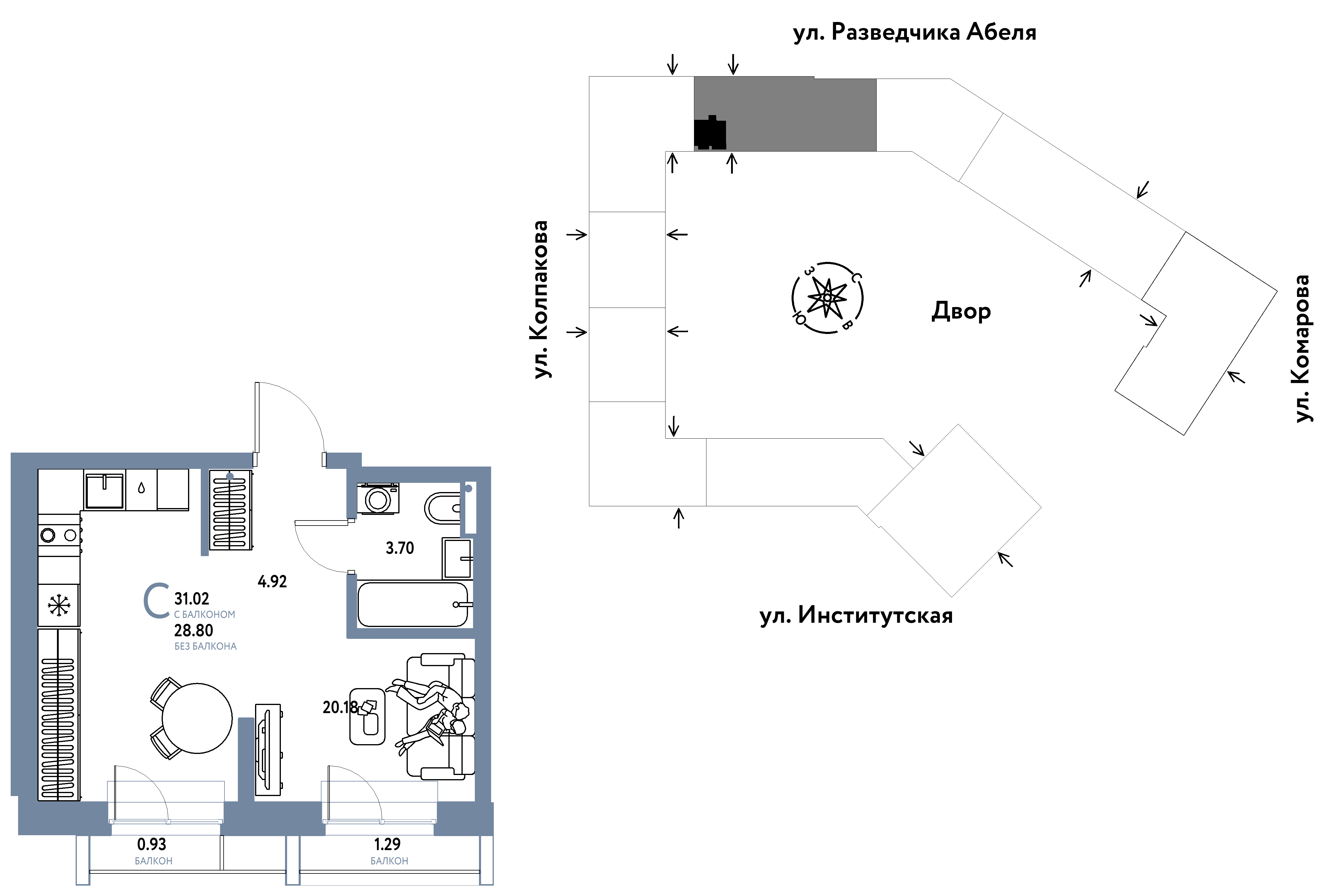 Студия 31 м2 в ЖК Страна.Парковая корпус null этаж 17