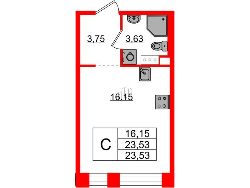 Студия 23 м2 в ЖК PLUS Пулковский корпус null этаж 3