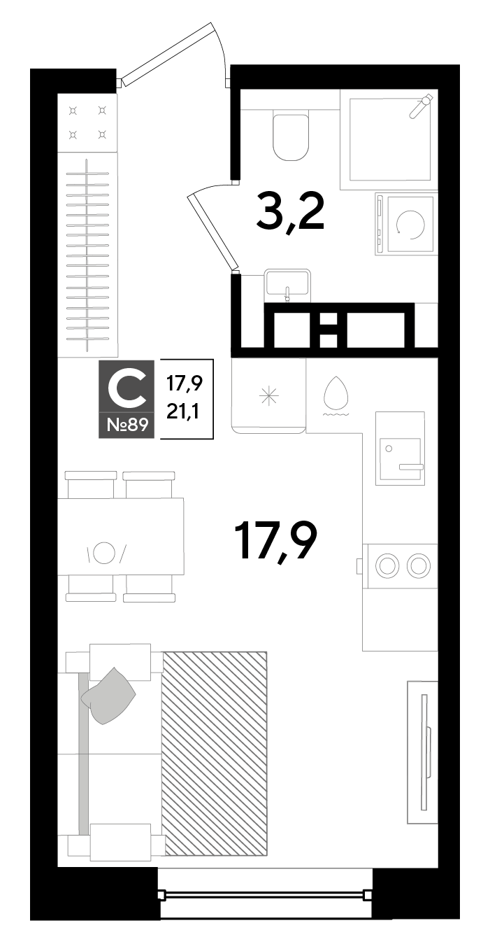 Студия 21 м2 в ЖК Dogma Park корпус null этаж 13