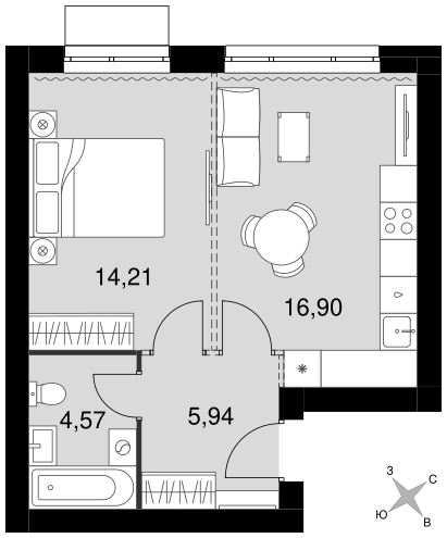 1-комнатная 41 м2 в ЖК Апрелевка Клаб корпус null этаж 4