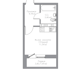 Студия 21.5 м2 в ЖК undefined корпус null этаж 13