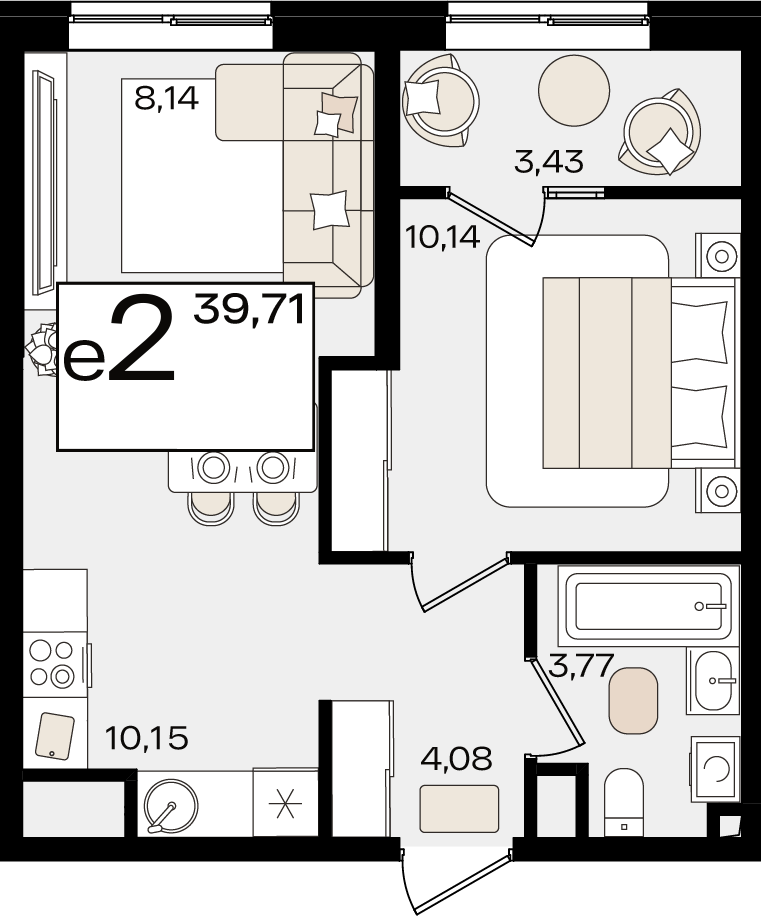Студия 39 м2 в ЖК Патрики корпус null этаж 3