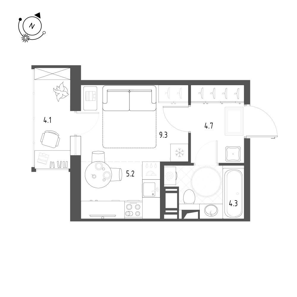 Студия 24 м2 в ЖК Монография корпус null этаж 6