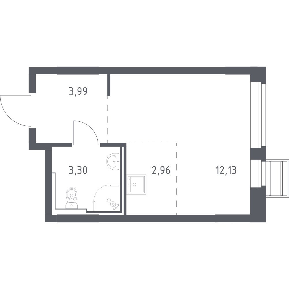 Студия 22 м2 в ЖК Рублёвский Квартал корпус null этаж 7