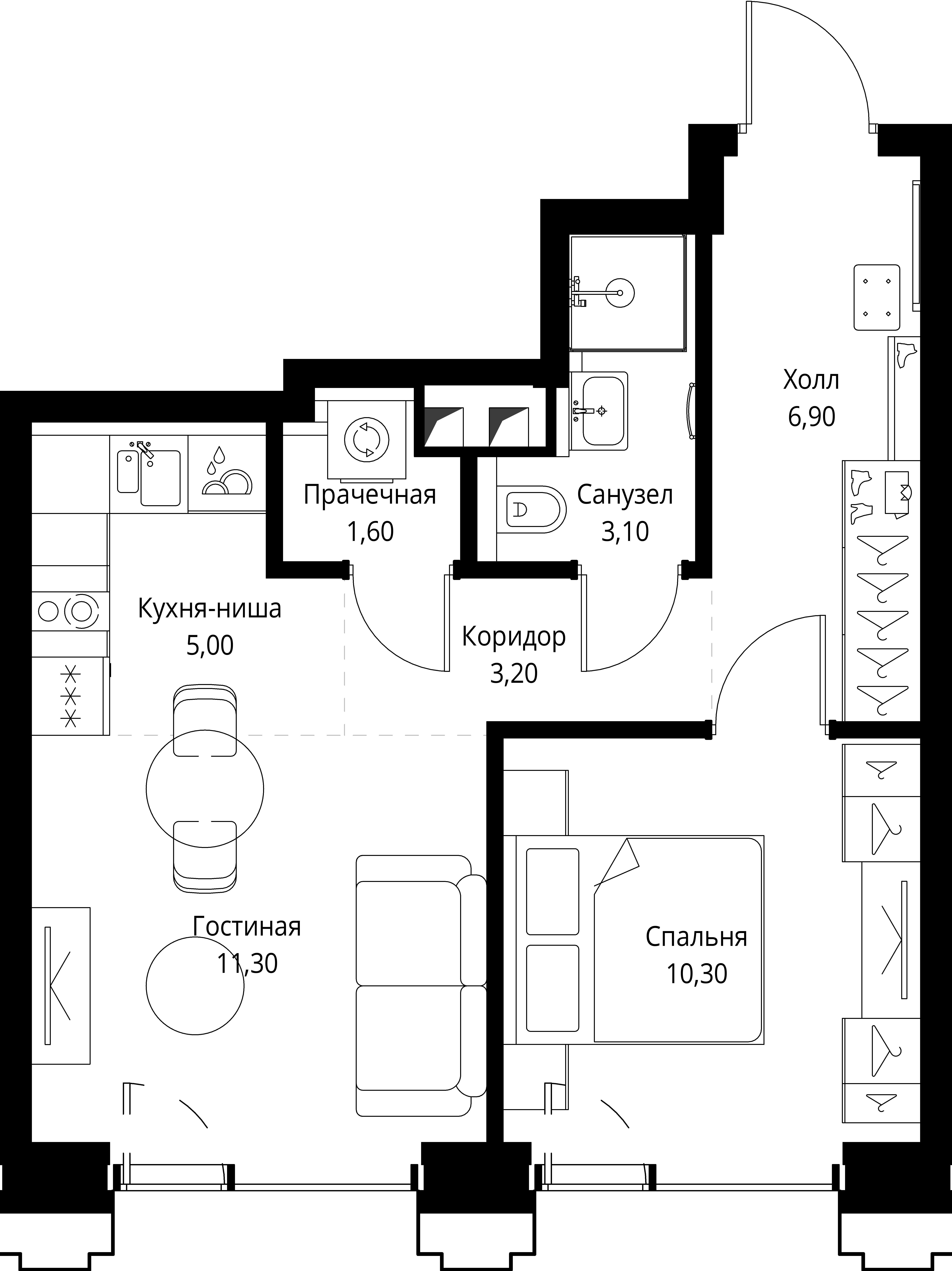 1-комнатная 41 м2 в ЖК СЕТ корпус null этаж 16