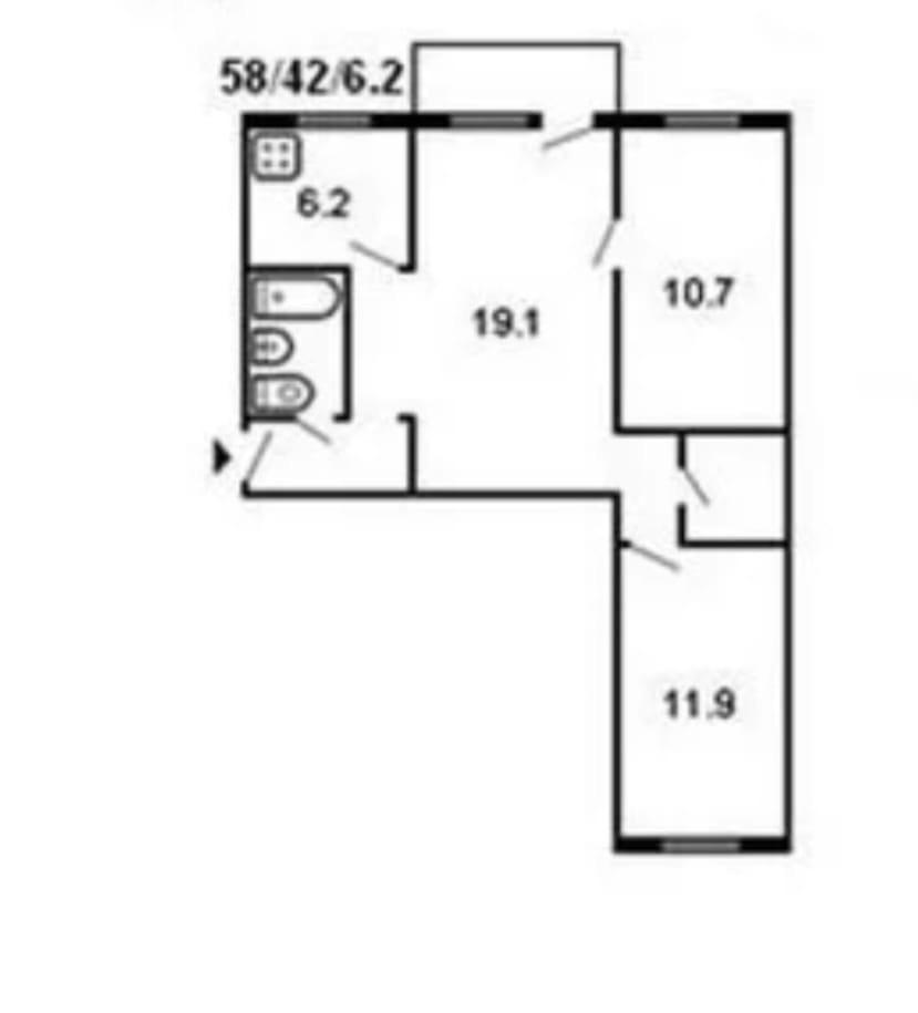 3-комнатная 54.6 м2 в ЖК undefined корпус null этаж 3