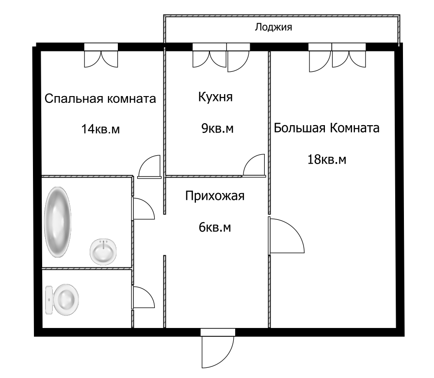 2-комнатная 54.5 м2 в ЖК undefined корпус null этаж 8