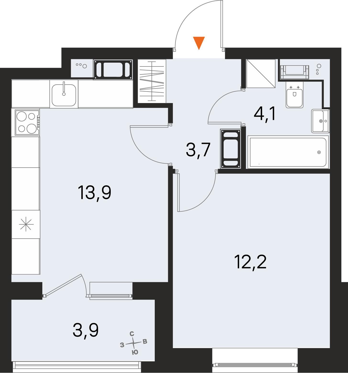 1-комнатная 35 м2 в ЖК М36 корпус null этаж 10