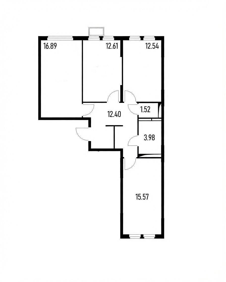 4-комнатная 74.9 м2 в ЖК undefined корпус null этаж 14