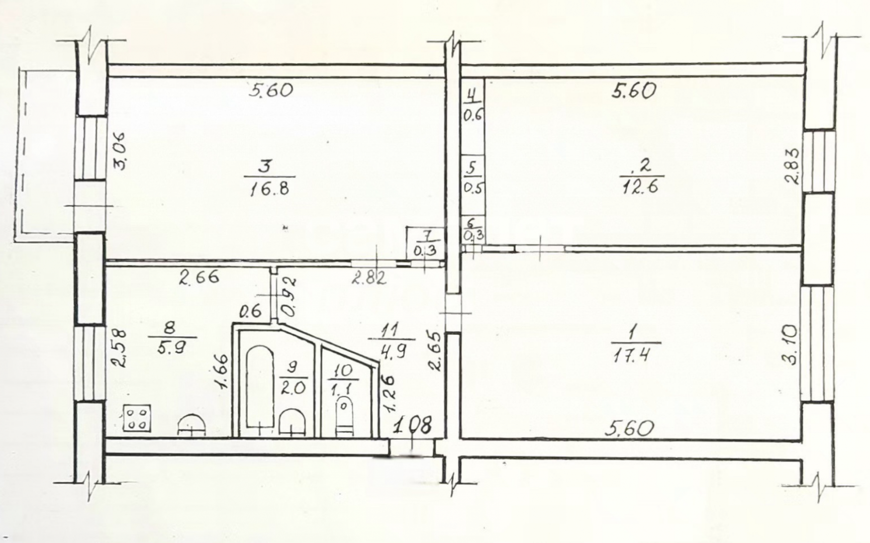 3-комнатная 63.2 м2 в ЖК undefined корпус null этаж 4