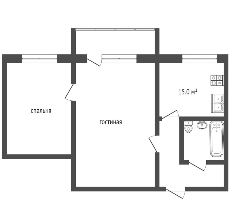 2-комнатная 35.5 м2 в ЖК undefined корпус null этаж 5