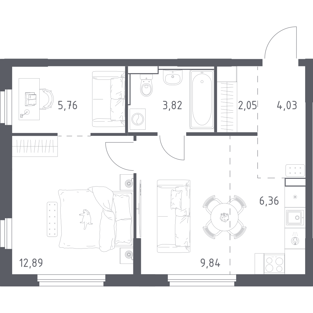 Студия 44 м2 в ЖК Донские Легенды корпус null этаж 3