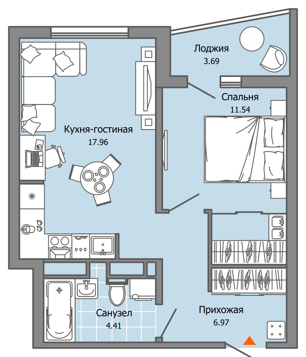 2-комнатная 43 м2 в ЖК ULTRAGRAD корпус null этаж 12
