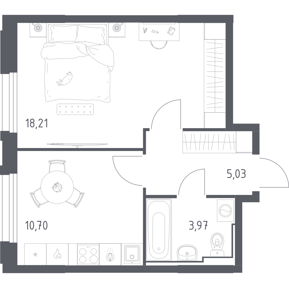1-комнатная 37 м2 в ЖК Рябиновая Роща корпус null этаж 15