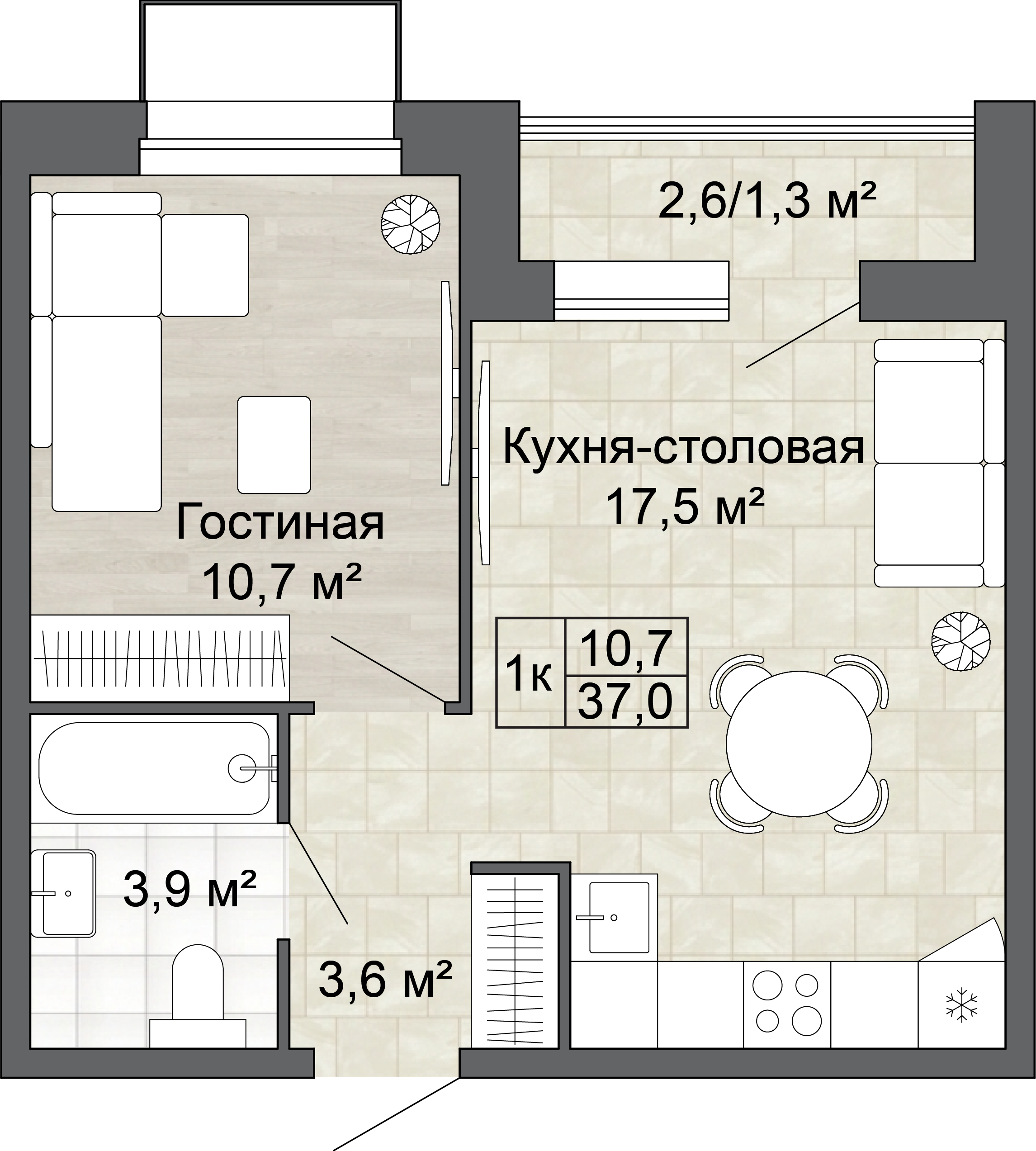 1-комнатная 37 м2 в ЖК Яблоневый Сад корпус null этаж 11