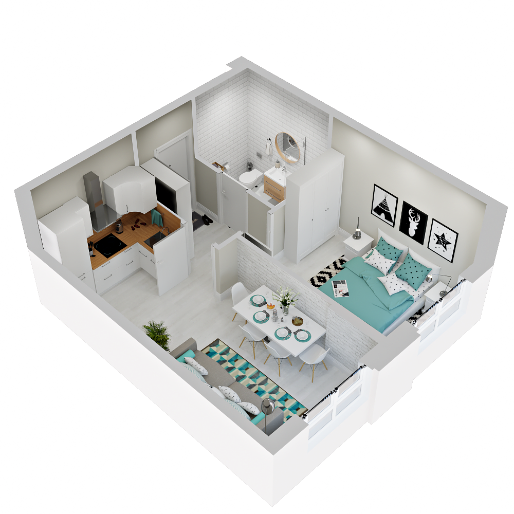 1-комнатная 37 м2 в ЖК Зеленая территория корпус null этаж 4