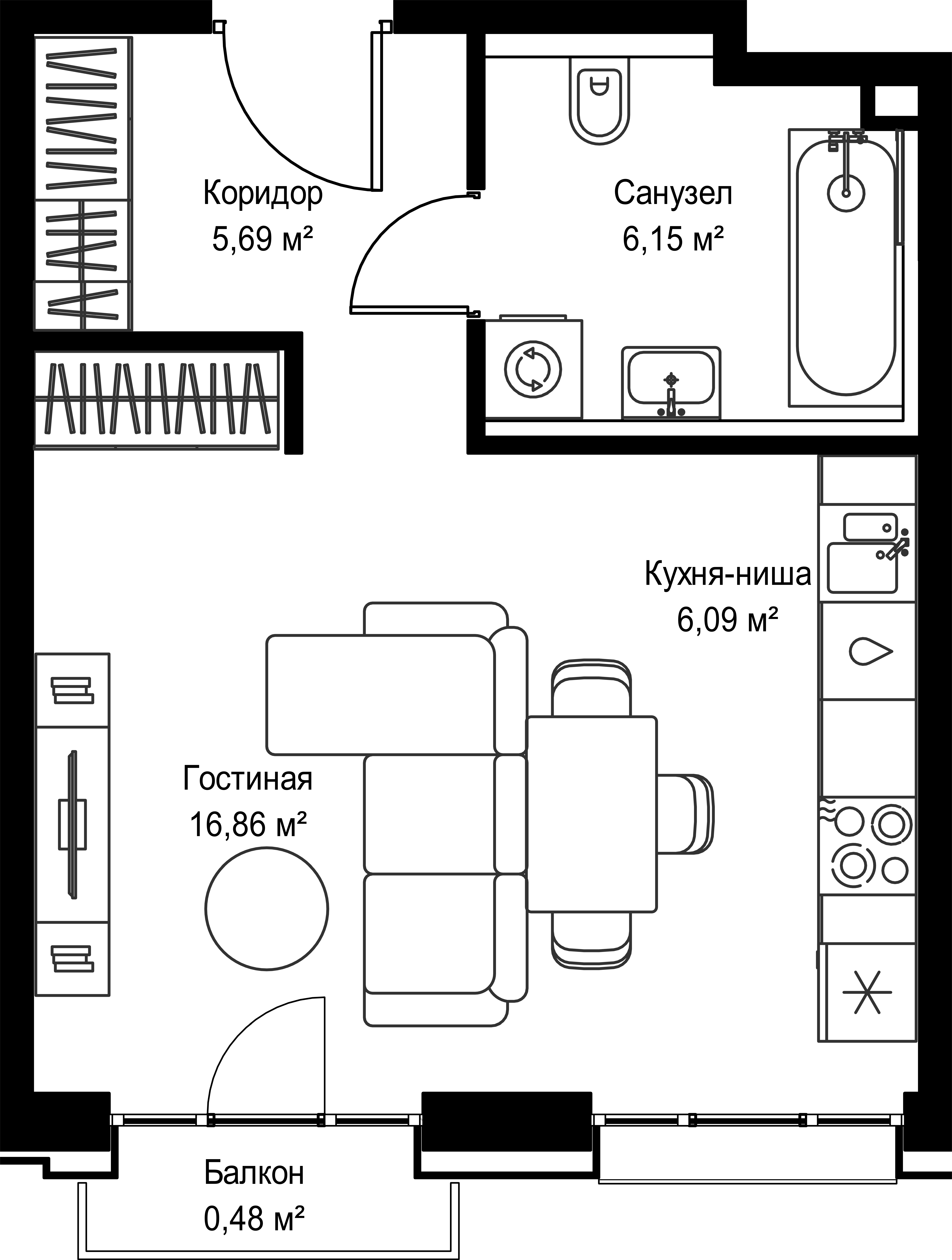 Студия 35 м2 в ЖК Селигер Сити корпус null этаж 10