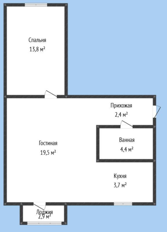 2-комнатная 43.6 м2 в ЖК undefined корпус null этаж 5
