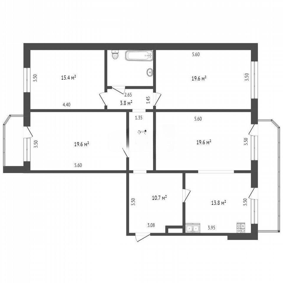 4-комнатная 111 м2 в ЖК undefined корпус null этаж 3