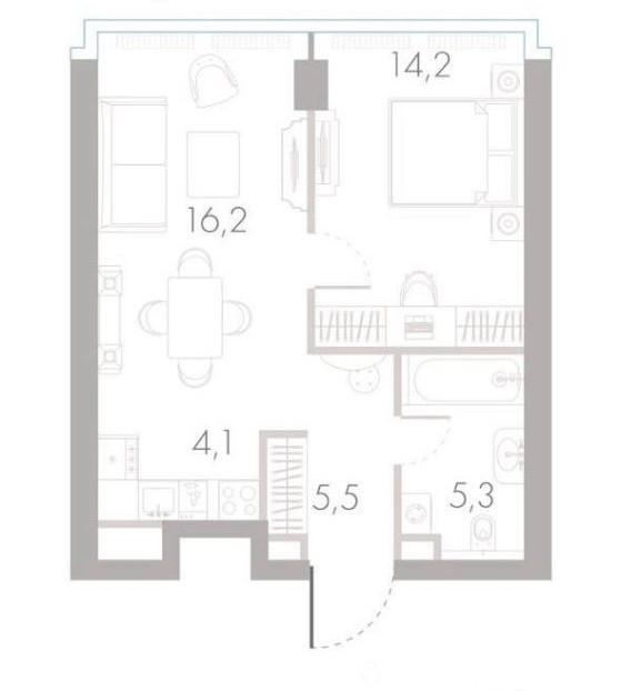 2-комнатная 45.3 м2 в ЖК undefined корпус null этаж 6