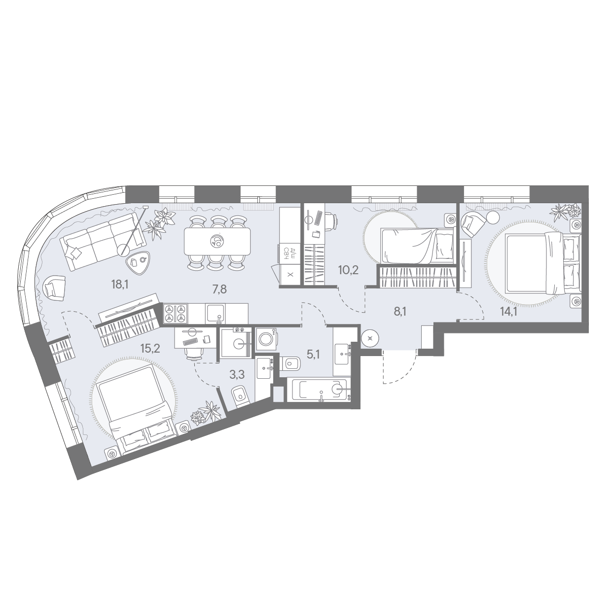 4-комнатная 81 м2 в ЖК Родина Переделкино корпус null этаж 5
