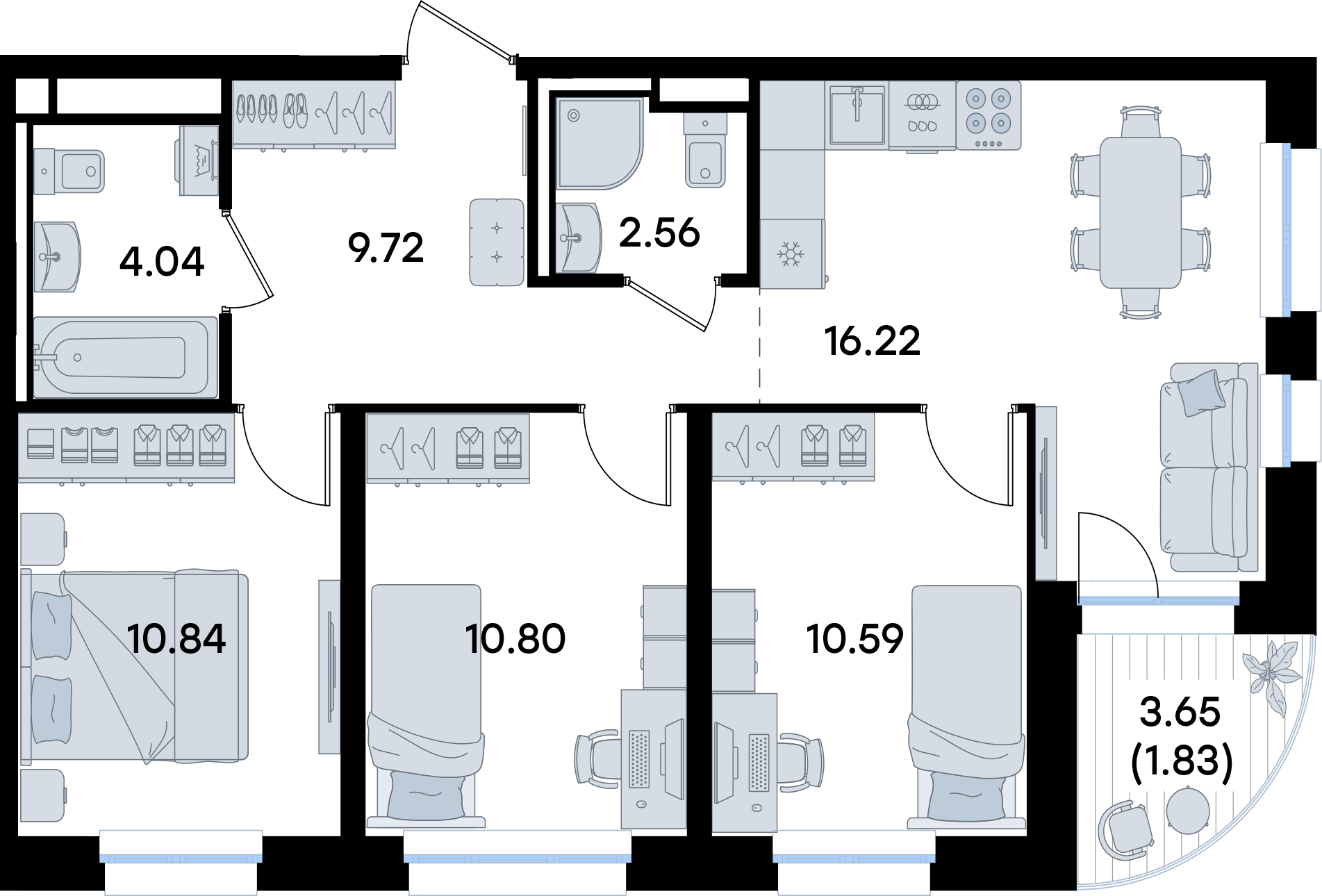 3-комнатная 66 м2 в ЖК Экосити корпус null этаж 9