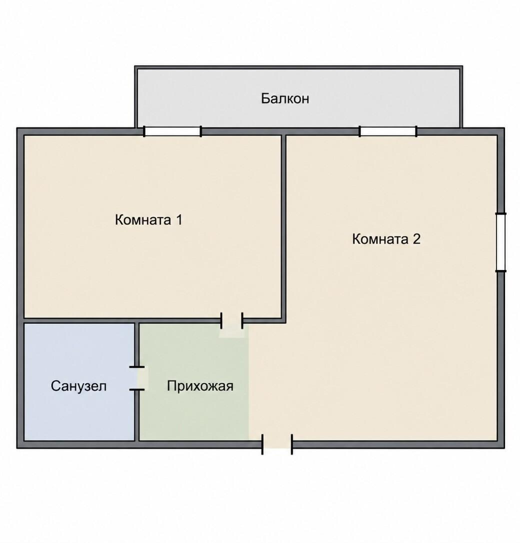 2-комнатная 43.9 м2 в ЖК undefined корпус null этаж 9