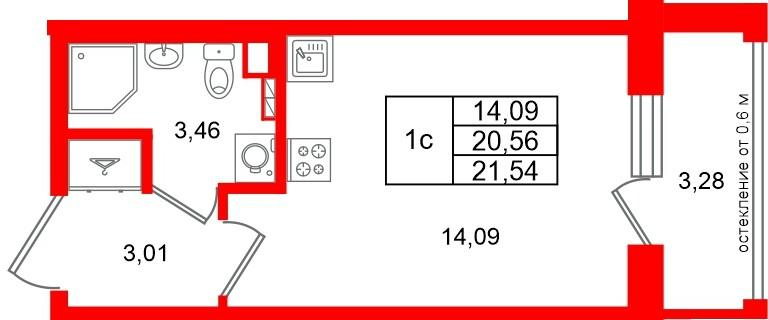 Студия 20 м2 в ЖК Универ Сити корпус null этаж 3