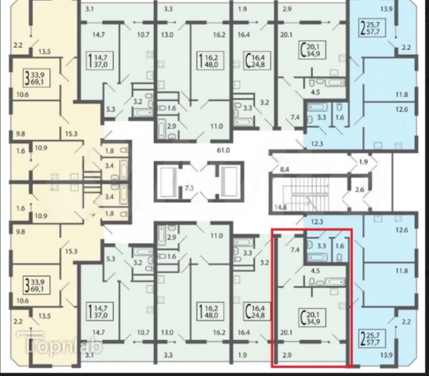 Студия 32.9 м2 в ЖК undefined корпус null этаж 16