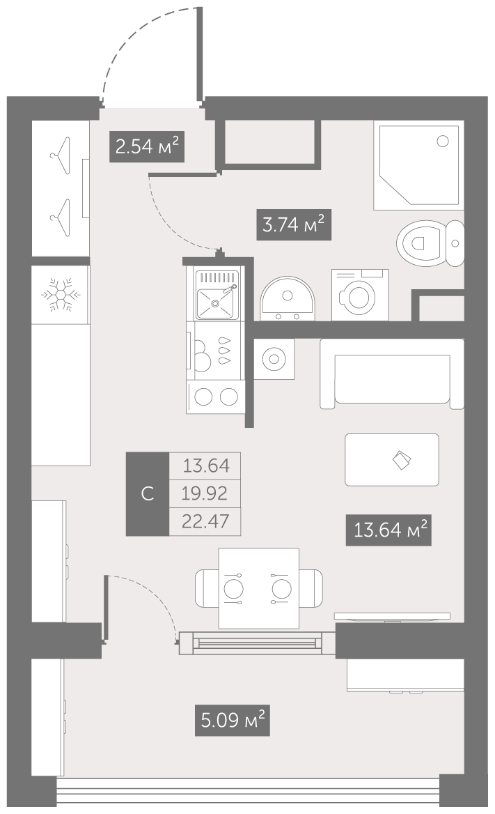 Студия 22 м2 в ЖК UP-квартал Новый Московский корпус null этаж 2
