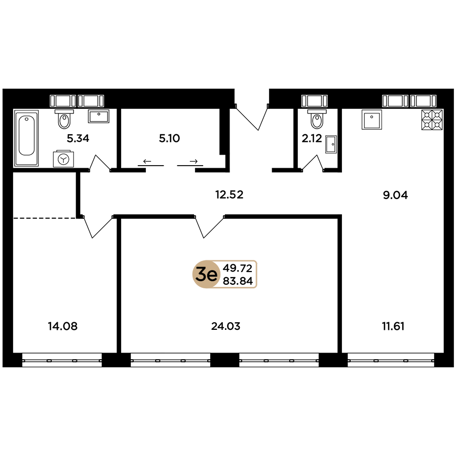 2-комнатная 83 м2 в ЖК Легенда корпус null этаж 12