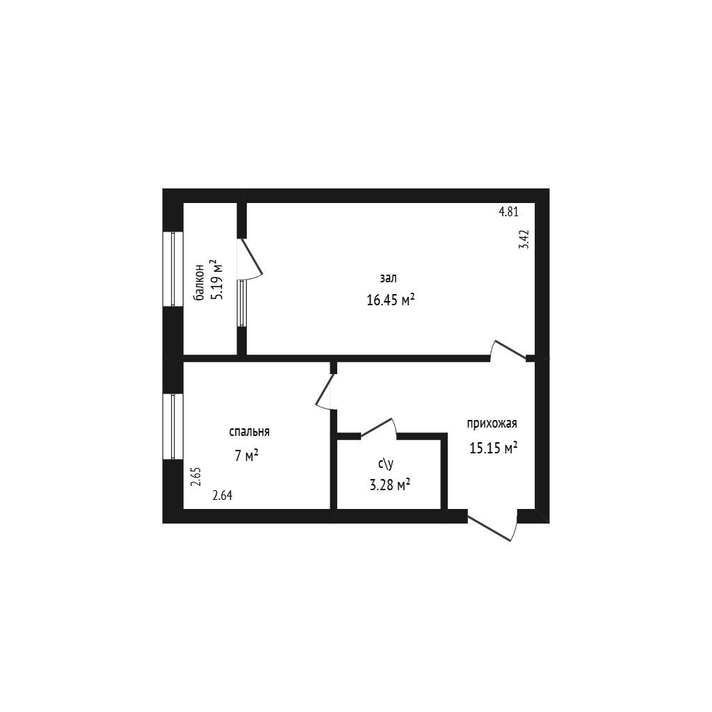 2-комнатная 34 м2 в ЖК undefined корпус null этаж 6