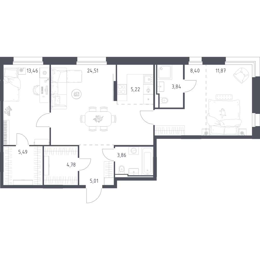 Студия 86 м2 в ЖК Заречье Парк корпус null этаж 8