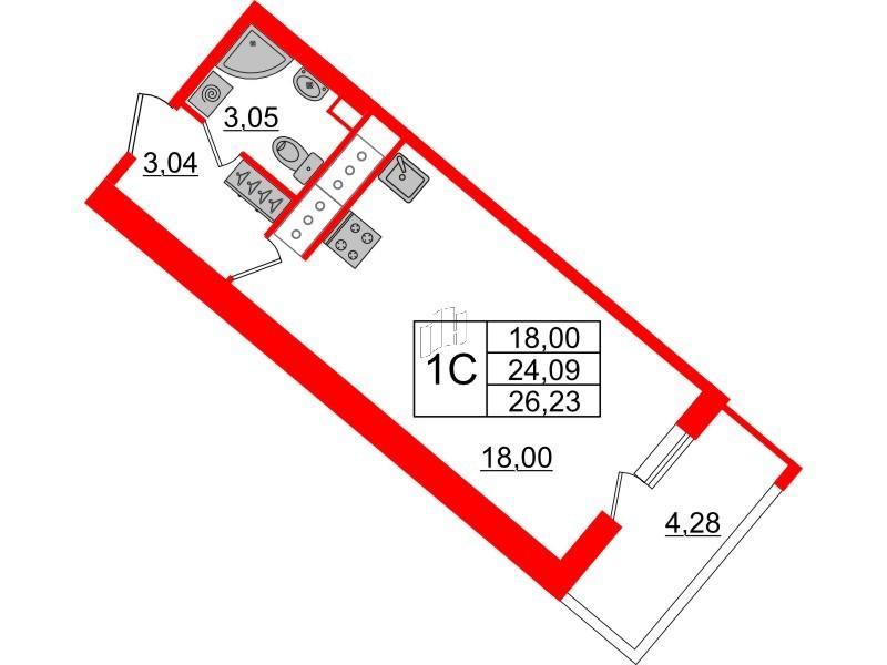 Студия 24 м2 в ЖК Pulse Premier корпус null этаж 18