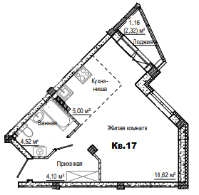 1-комнатная 33 м2 в ЖК Лесная сказка корпус null этаж 2