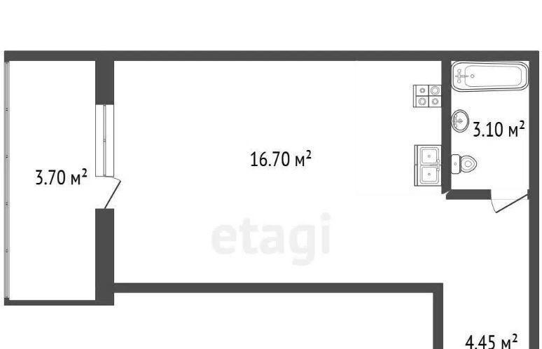 Студия 24.5 м2 в ЖК undefined корпус null этаж 3