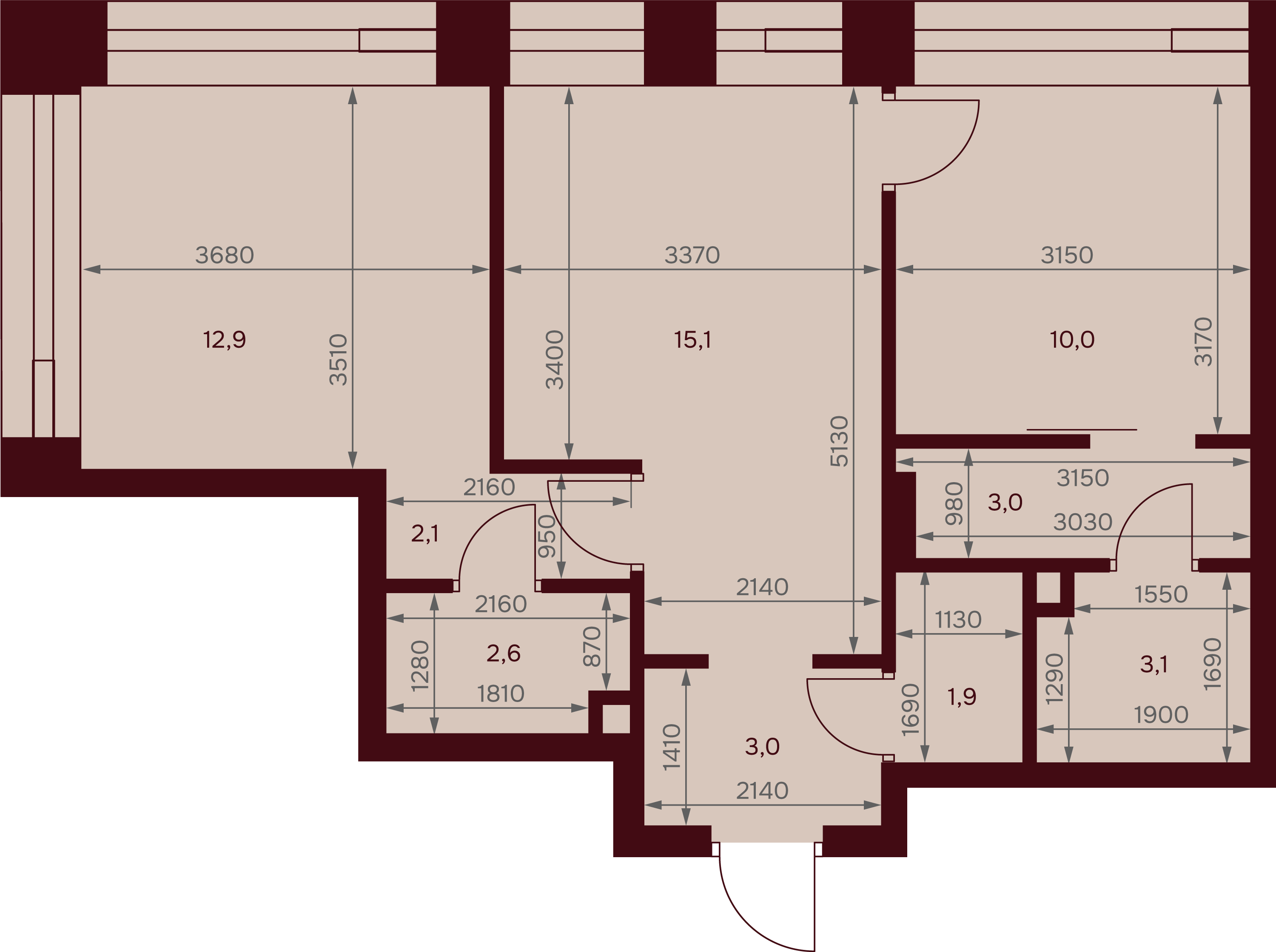 2-комнатная 53 м2 в ЖК Дом 7. Даниловский корпус null этаж 11