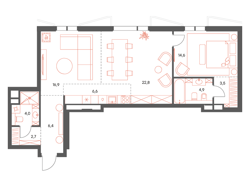 3-комнатная 82 м2 в ЖК Саввинская 17 корпус null этаж 4