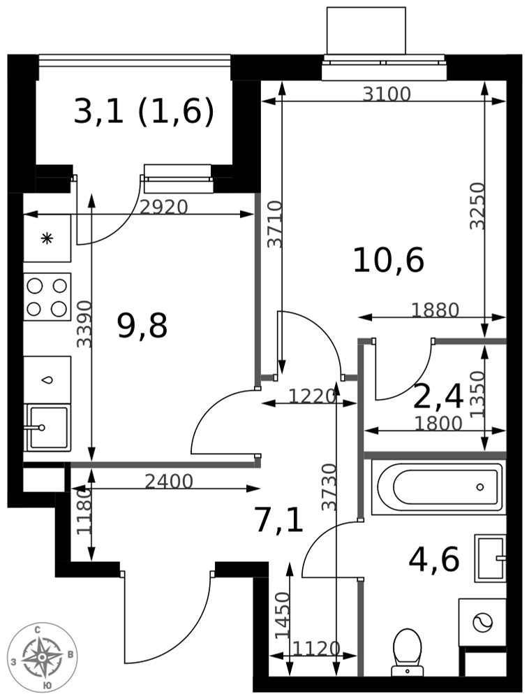 1-комнатная 36 м2 в ЖК 1-й Измайловский корпус null этаж 5