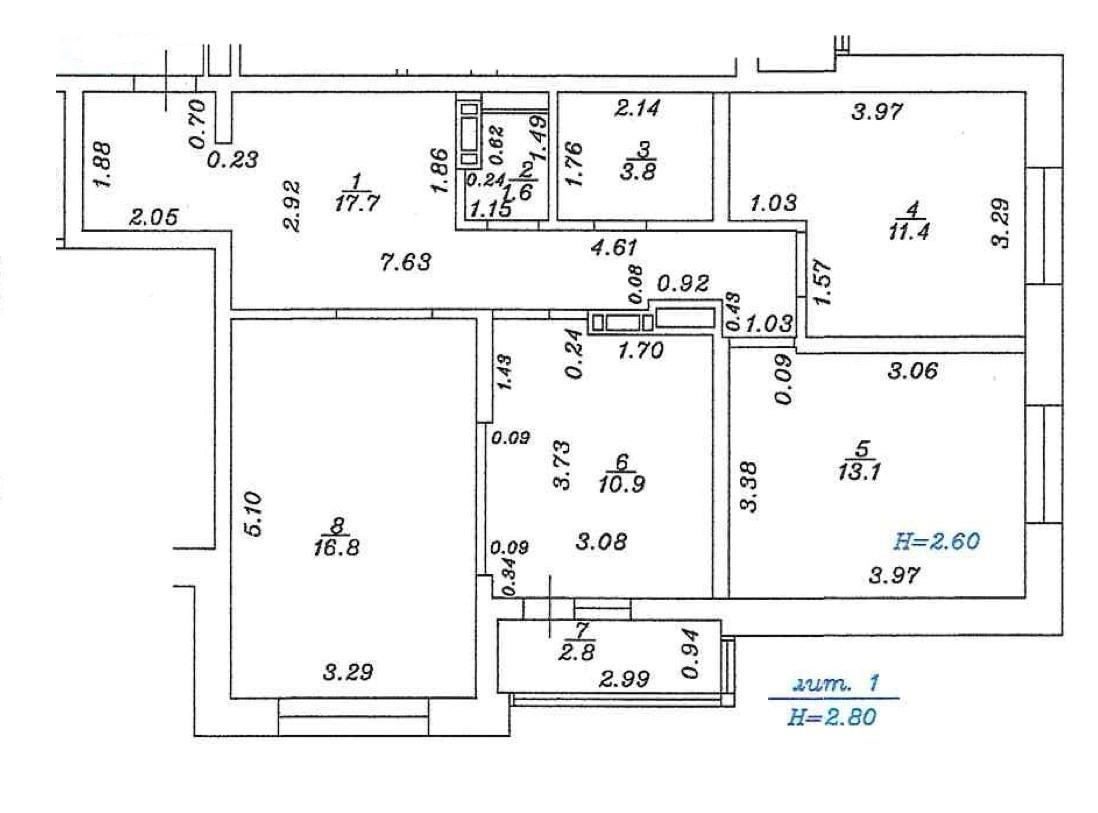 3-комнатная 80 м2 в ЖК undefined корпус null этаж 9