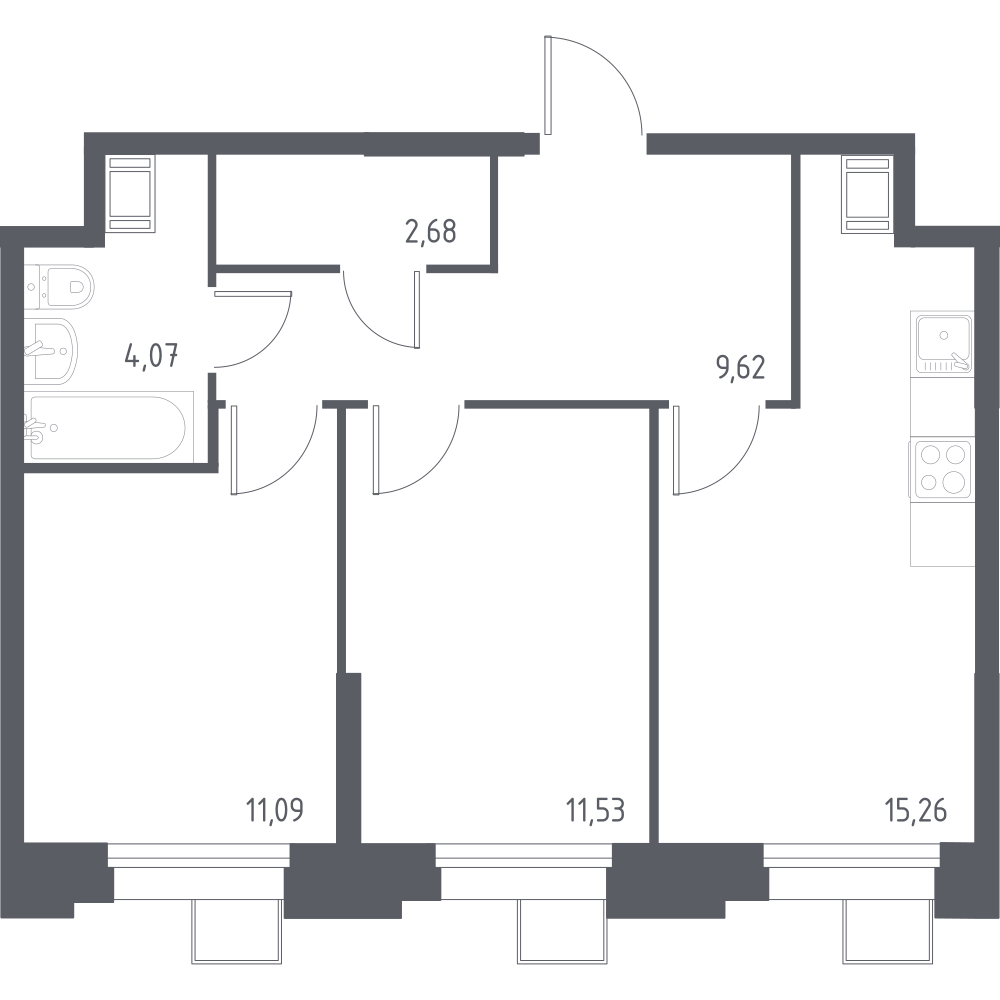 2-комнатная 54 м2 в ЖК Тропарево Парк корпус null этаж 10