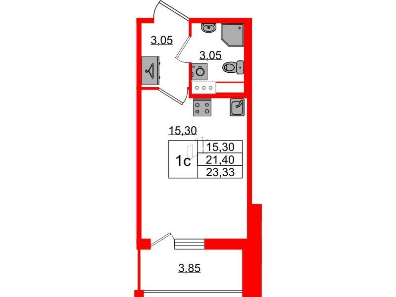 Студия 21 м2 в ЖК Бионика Заповедная корпус null этаж 4